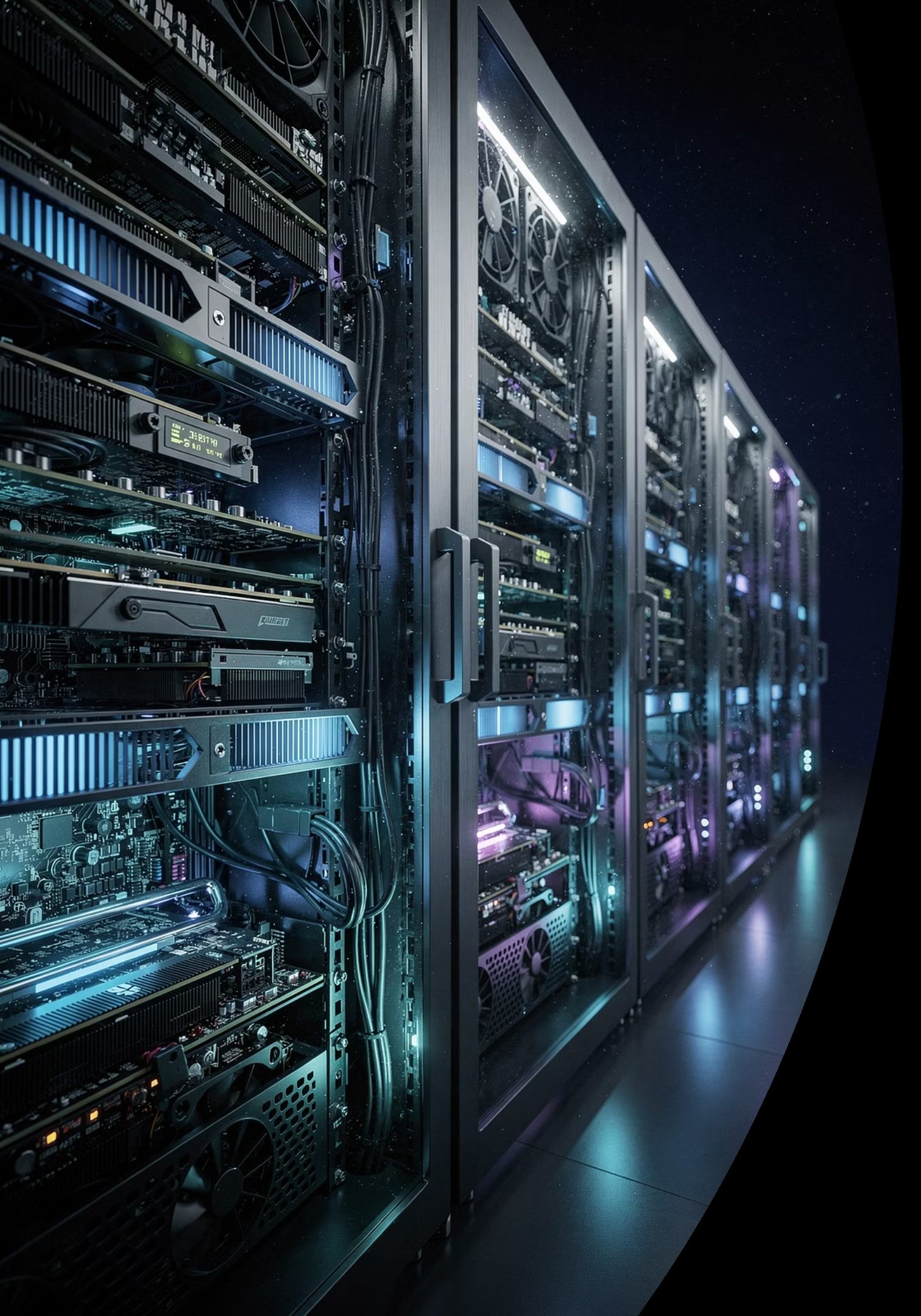 GPU rack row for AI mini datacenter proposal