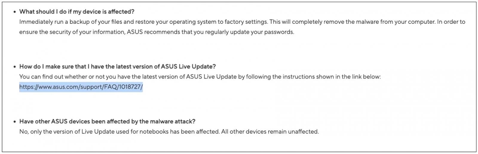 ASUS 2019 advisory on ShadowHammer attack