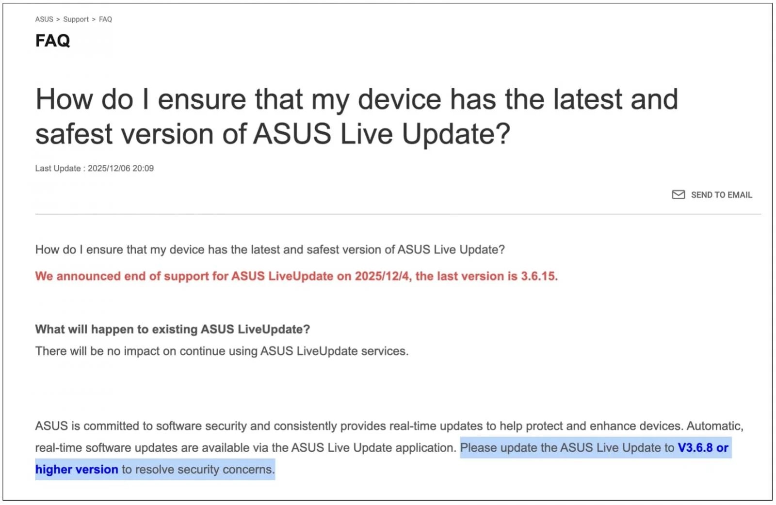 ASUS FAQ updated in 2025 still mentions older advice