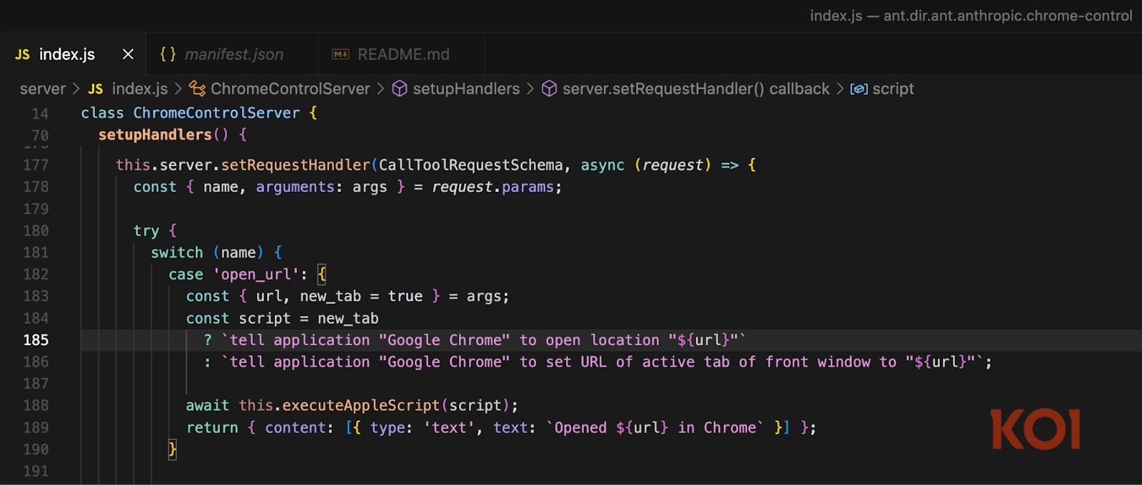 ChromeControlServer function